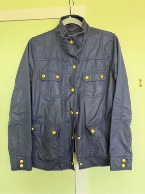 J Crew Navy Waxed Canvas Utility Jacket Medium